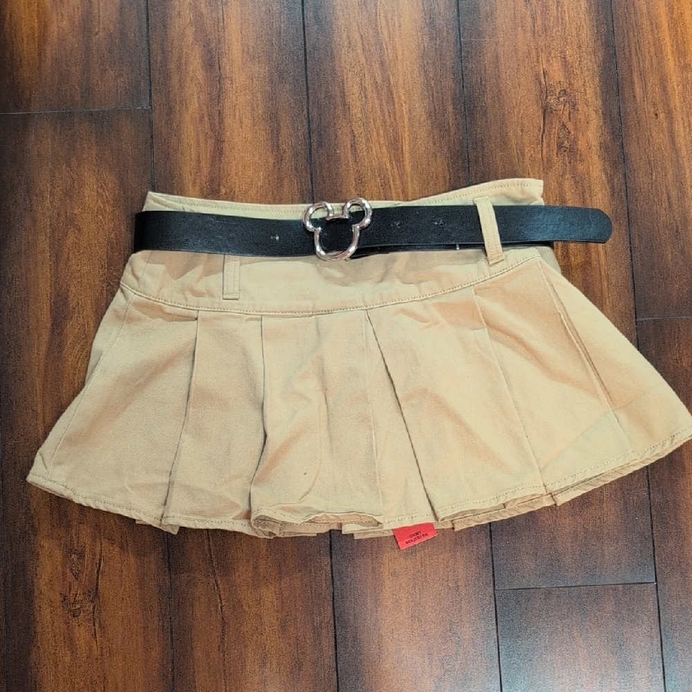 Forever 21 X Disney Tan Pleated Skirt with Belt Size S